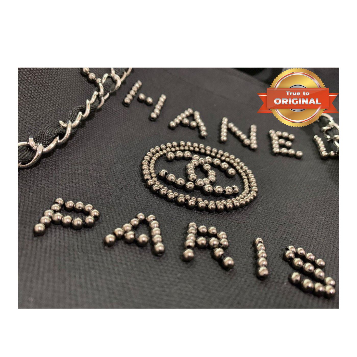 [True-to-ORIGINAL] Chanel Large Deauville Pearl Tote Bag Black For Women 15in/38cm